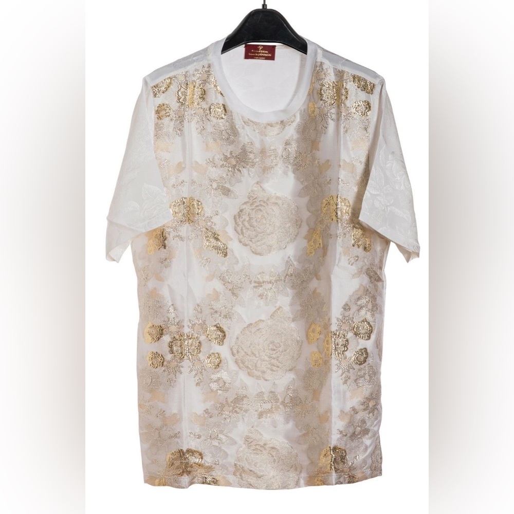 LUXURY GERLIN T-Shirt REAL GOLD THREADS 24 karat 100% Silk ZILLI